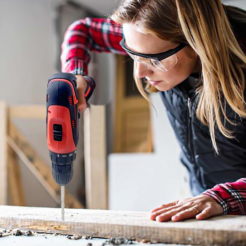 33 Picce Orange Tool Kit with 12V Cordless Drill, Tool