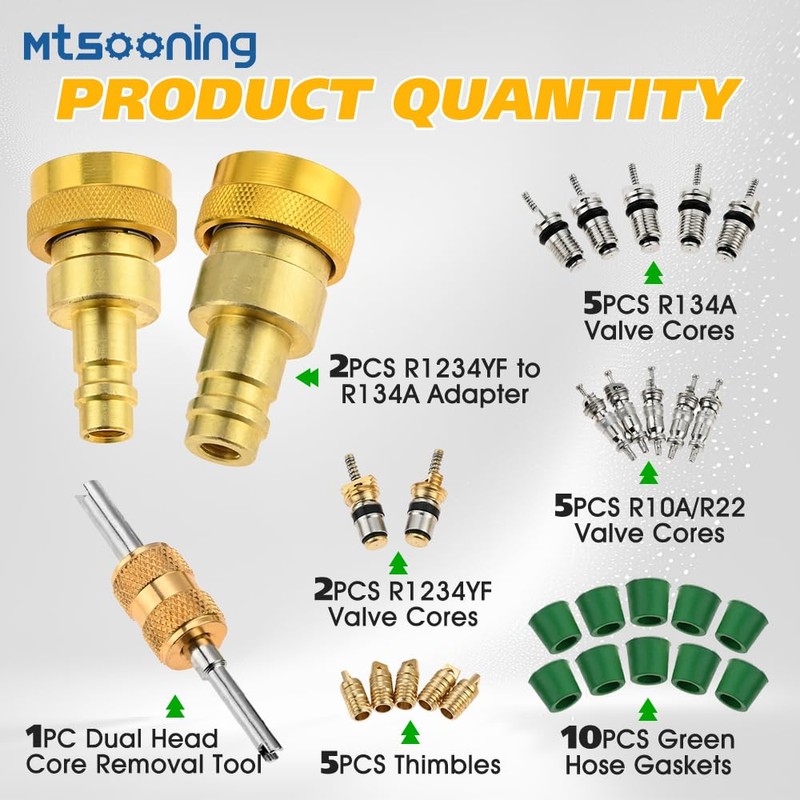 Mtsooning R1234yf to R134a Conversion Adapter,High/Low Pressure Side R134a to