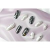 Blanc Noir |Silver White Gel Nail - Short Oval /