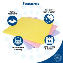 Mr Cleanie All-Purpose Absorbent Household Cleaning Cloths Washing Up Dusting 3-Pack
