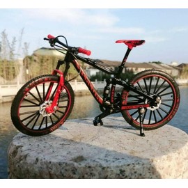 1:10 Alloy Mini Downhill Mountain Bike Toy, Die-cast BMX Finger Bike Model for Collections (Black/Red) toybike finger bike