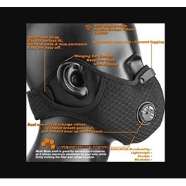 BengC Reusable Face Mask for Cycling Pollution Dust Protection Dual Breathing Valves + Disposable Carbon Filter