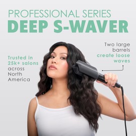 MINT Double Barrel Mermaid Hair Waver for Long Hair | Ionic Deep Waver Tool Creates Volume & Large Beach Waves | Wave Crimper Tool | Waving Iron with Adjustable Temperature