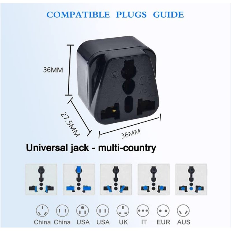 Tekit Black NEMA 6-20P Universal Plug Adapter110-250V 15A,Universal World to