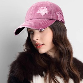 YeeHeen Ponytail Baseball Cap for Women High Messy Bun Caps Washed Cotton Hats Pink