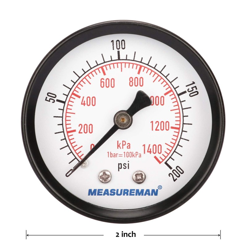 MEASUREMAN Economic Dry Pressure Gauge Air Compressor Pressure Gauge, 2"