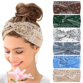 Kavya Women's Hair Band, 6 Pieces, Boho Headband, Women's Thin Hairband, Yoga Hair Bandana, Wide Sports Headband, Bandana, Women's Hair Accessories