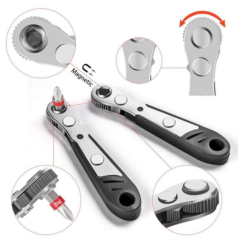 Hakkin 19PCS Mini Ratchet Wrench Screwdriver Bit Set S2 Steel