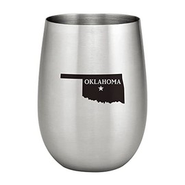 UPware 18/8 Stainless Steel 15 oz. Stemless Wine Glass, Unbreakable and Shatterproof Metal, for Wine and Beverage (Oklahoma)