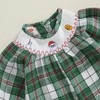 Omkzanbi Baby Girl Christmas Santa Smocked Bubble Romper Pants Embroidery