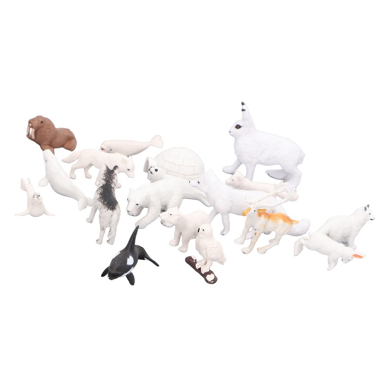 Arctic Animal Figurine Set 18pcs Kid Simulated Arctic Hare Reindeer