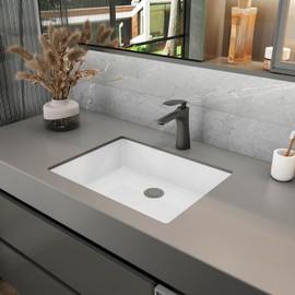 Sinber C1337-OL 20 Inches Undermount Rectangular Bathroom Sink with Overflow Ceramic White Finish