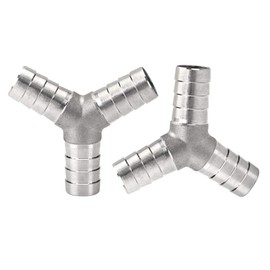 Metalwork 304 Stainless Steel 1" Hose Barb Y Barbed Fitting, 3 Way Wye Shape Union Splitter Adapter Connector (Pack of 2)