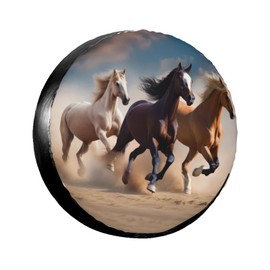 RV Spare Tire Cover Running Horses Wheel Covers 14 Inch No Camera Hole