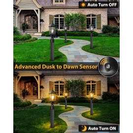 Redluck Dusk to Dawn Outdoor Post Lights, 2 Pack Waterproof Aluminum Lamp Post Light Fixture, Exterior Lamp Post Lantern Post Deck Lighting for Yard, Driveway, Pathway
