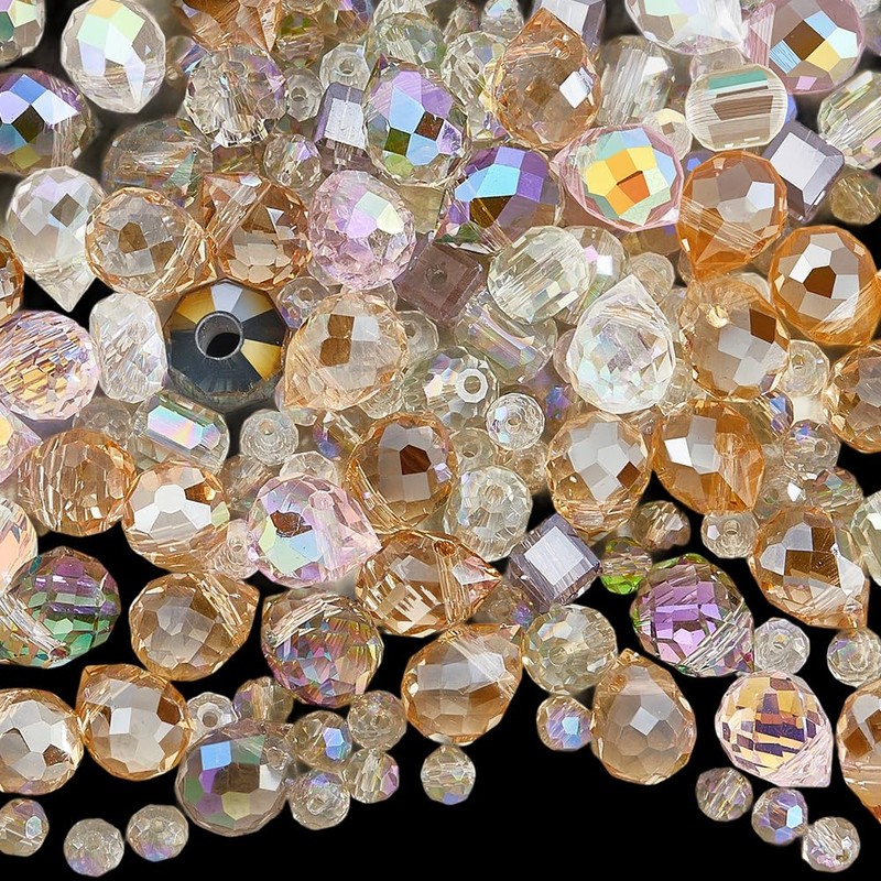 PONABEADIY Faceted Crystal Glass Transparent Beads for Bracelet Making