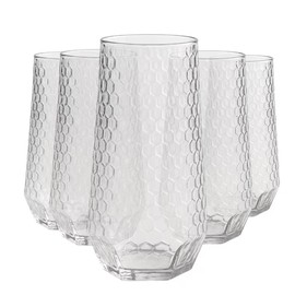 Pack Ribbed Ripple Stemless Toasting Glasses, Origami Durable 9 Oz BPA-Free Disposable Plastic Champagne Flutes for Weddings, Bars, Events, and Celebrations (48, Hammered Diamond Clear)
