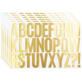 2 INCH Capital Letter Stickers, Gold Alphabet Stickers for Water Bottle, Invitation Cards, Party Banners, Note Book, 6 Sheets Gold Stamping Sticker Set