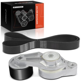 A-Premium Engine Serpentine Belt Drive Kit with Tensioner Compatible with Mack TD700 2010-2016, Titan 2010-2016 & Volvo VNL 2008-2016, VNX 2014-2016, 6.1L, 2-PC Set