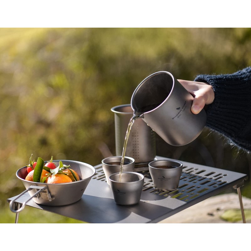 iBasingo 400ml Titanium Tea Maker and 3 Tea Cups Set