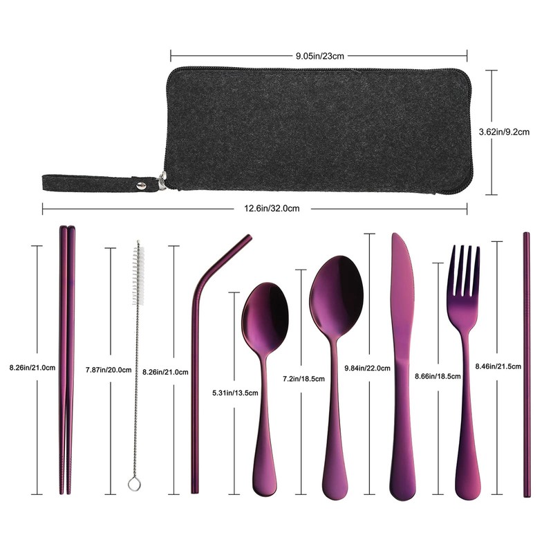 Portable Travel Utensils, Reusable Silverware with Case for Fixing Tableware,