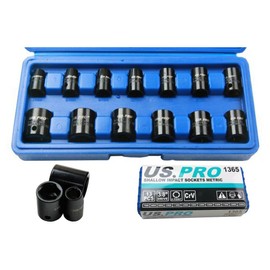 US PRO 14pc Metric 3/8''Dr Impact Socket Shallow Set 7-19mm