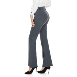 M MOTEEPI Women 31" High Waisted Bootcut Dress Pants for Women Stretchy Grey Work Pants with 4 Pockets for Business Casual X-Large