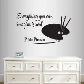 Wall Vinyl Decal Home Decor Art Sticker Everything You Can Imagine is Real Quote Artist Painting Room Removable Stylish Mural Unique Design 548