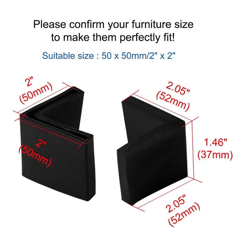 sourcing map 50mm x 50mm Angle Iron Foot Pads L