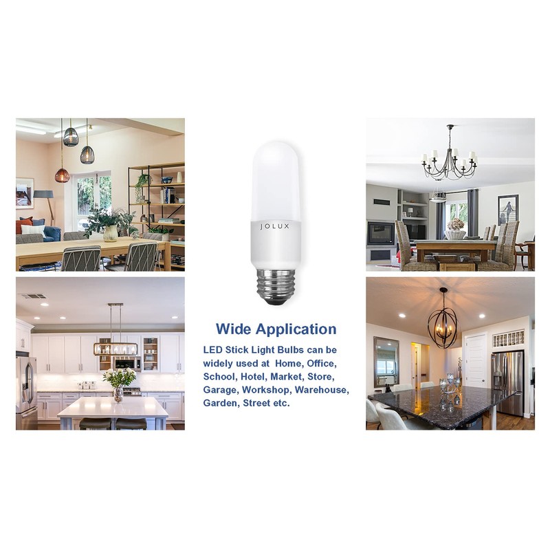 Jolux LED Stick Light Bulbs, Enclosed Fixture Rated,60W Equivalent, 5000K