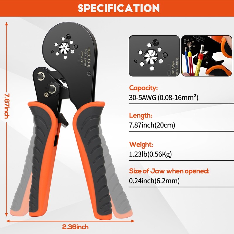 2200PCS Hexagonal Ferrule Crimping Tool Kit –Amliber AWG30-5 Self-Adjusting Wire