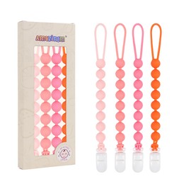 4 piezas clips amarillos de silicona para chupete de dentición para bebé, diseño de una pieza, forma tejida, sin BPA.