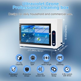 BRBLUERISE Nail Tool Cleaning Machine 17L Big Capacity UV Sanitizer Cabinet Salon Equipment for Spa Beauty Home Metal Tools