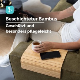 Tuko Sofa Tray Armrest Flexible Bamboo Sofa Butler Couch Tray - Premium Sofa Shelf Drink Holder - Wooden Tray Sofa Tray Butler Cushion Table Couch Shelf Backrest for Sofa Back - Natural