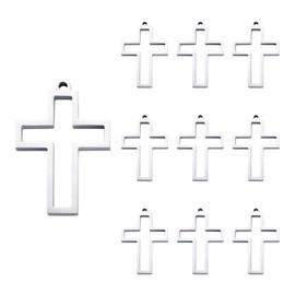 FASHEWELRY - 10 dijes de bisel de acero inoxidable con parte trasera abierta, con forma de corazón cuadrado, biseles huecos para joyería de resina, Cross, Diamante de imitación Acero inoxidable