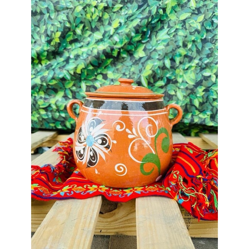 Tonala Olla Frijolera De Barro Tonalá Con Tapa 3 Litros