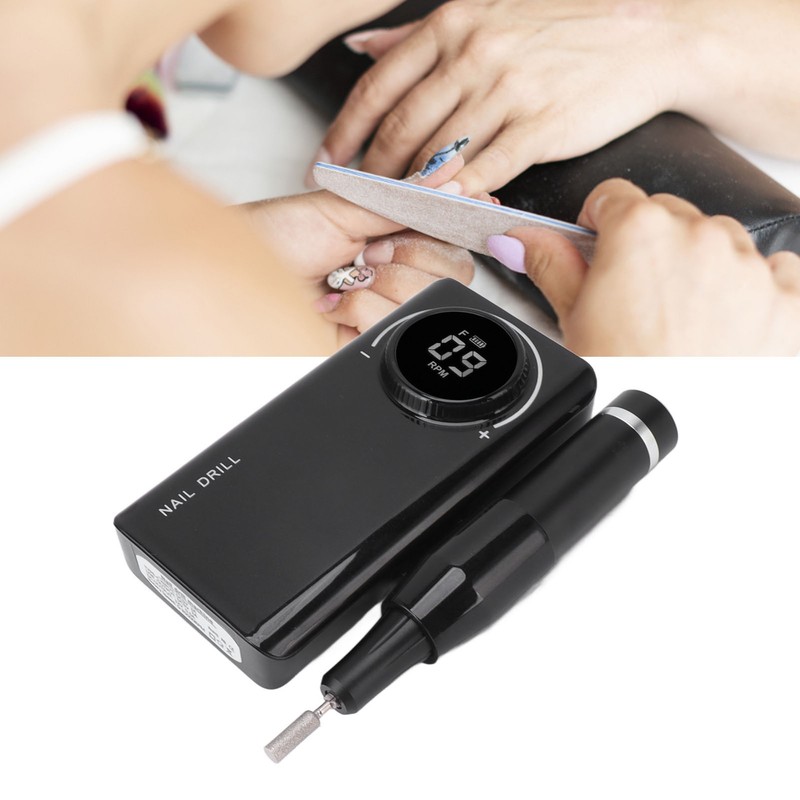 Electric Nail Drill Machine 35000RPM LED Display Rechargeable Nail Polishing