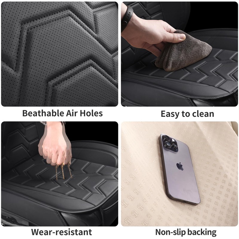 hoozoom Leather car Seat Covers Breathable Car Seat Protector Front