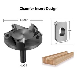 SpeTool Spoilboard Surfacing Router Bit 1/2" Shank 3-1/4" Cutting Dia 5 Wings Carbide Insert Planing Rourter Bit for CNC Planer Woodworking