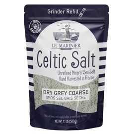 Le Marinier French Sea Salt Dry Grey Coarse, 1.1lb – 18oz (500g). Mineral Rich 100% Natural and Unrefined. Perfect for Grinders. Coarse Celtic Salt Organic. Hand Harvested Mineral Salt (1.1lb Dry Grey)