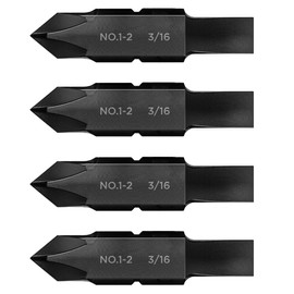 Galvanox #1-#2 Phillips & 3/16" Flat Replacement Double-Ended Flat Bits for Leatherman Multi-tools (4 Pack)