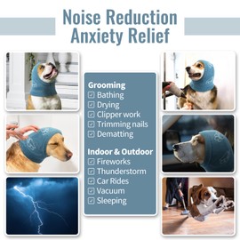 Nanaki Dog Hats Dog Calming Hoodie Dog Ear Covers Dog Head Cover Dog Ear Protector Hematomas Ear Wraps for Dogs No Shake Ear Wrap Dog Dog Ear Muffs Noise Protection, Fireworks, Grooming, Thunderstorm