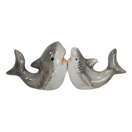 Ebros Ceramic Ocean Marine Great White & Hammerhead Sharks Salt Pepper Shakers