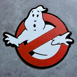Ghostbuster Logo Sign, Decal or Fridge Magnet. Size 76mm x 60mm x 3.75mm. The Sign comes with a choice of Mounting options that are selectable from the customisation box.
