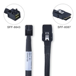 ipolex Mini SAS HD SFF-8643 to Mini SAS SFF-81000 Internal Cable 1m Foldable Flexible 2 Pack