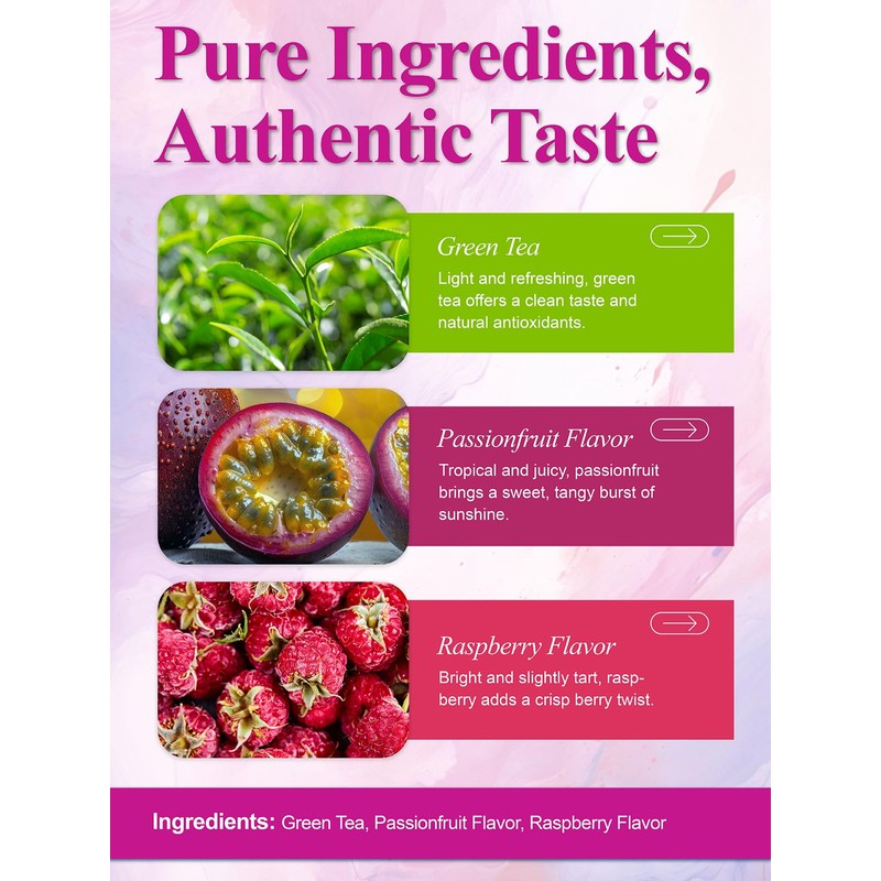 LOOMICA Passionfruit Raspberry Green Tea, Tropical Fruity Blend of Passion