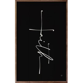 Kendrick Home Faith Based Gifts - Faith Cross Black Hardwood with White Script as Christian Gifts, Inspirational Gift for Women and Men, Best Religious Decor Birthday Gift for Friends, 10" x 16"