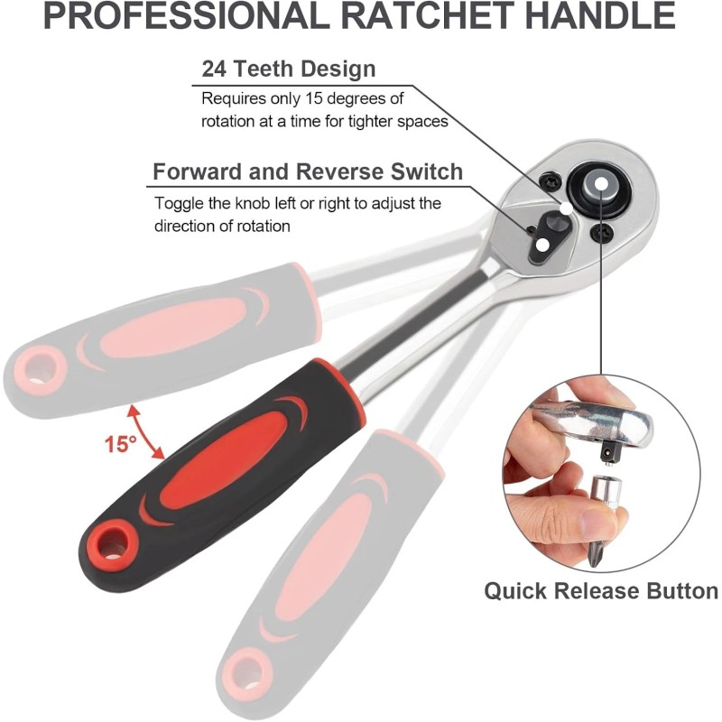 Beaiguna 46PCS Small Drive Socket Ratchet Wrench Screwdriver Set, 1/4