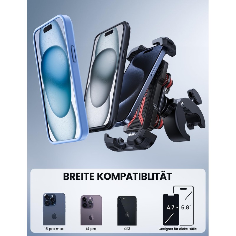 Lamicall Motorcycle Phone Mount Holder - [Dual Vibration Dampener] [Upgrade