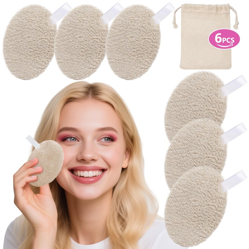 LOPHE Reusable Makeup Remover Pads 6 Pack,Beige